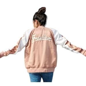 New Kendall & Kylie Women's Mauve Freedom Satin Zip Up Bomber Jacket Size Medium